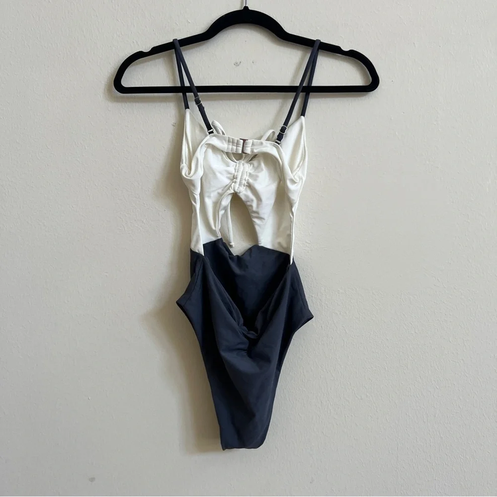Tularosa Asa One Piece Ivory & Charcoal Swim Beach